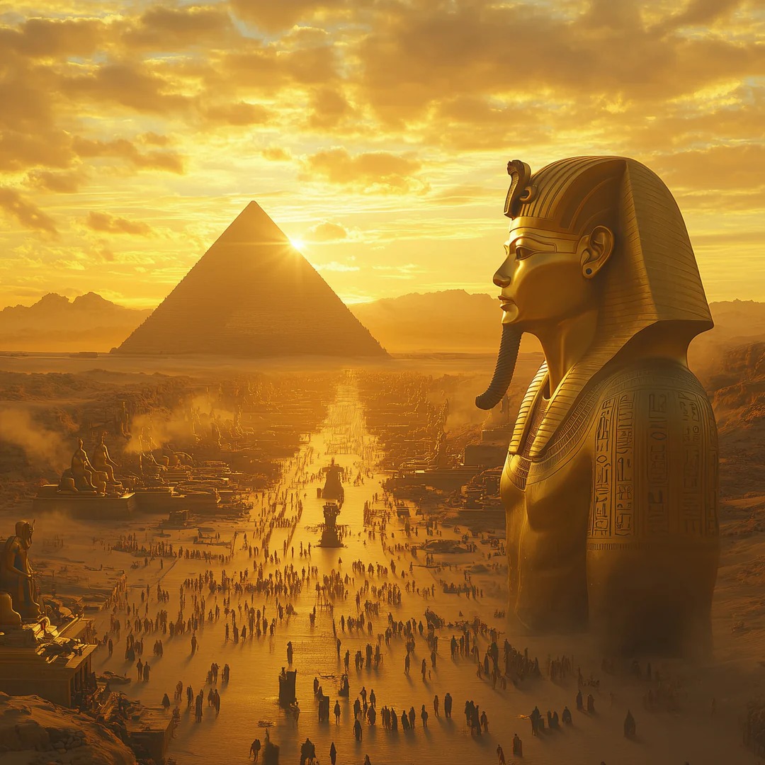 A golden cinematic view of ancient Egypt used as a visual study for the films floor